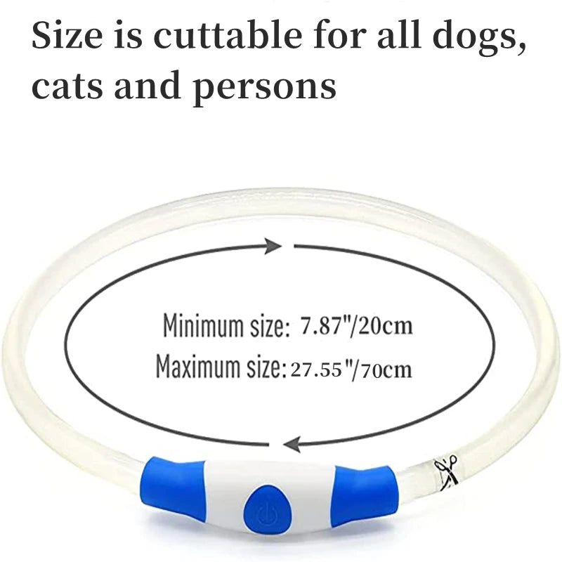 USB Charging Necklace Led Luminous Dog Collar Light , Flashing DIY Glowing Safety Anti Lost Cat Dogs Collar Accessories Supplies