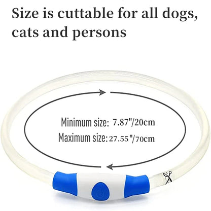 USB Charging Necklace Led Luminous Dog Collar Light , Flashing DIY Glowing Safety Anti Lost Cat Dogs Collar Accessories Supplies