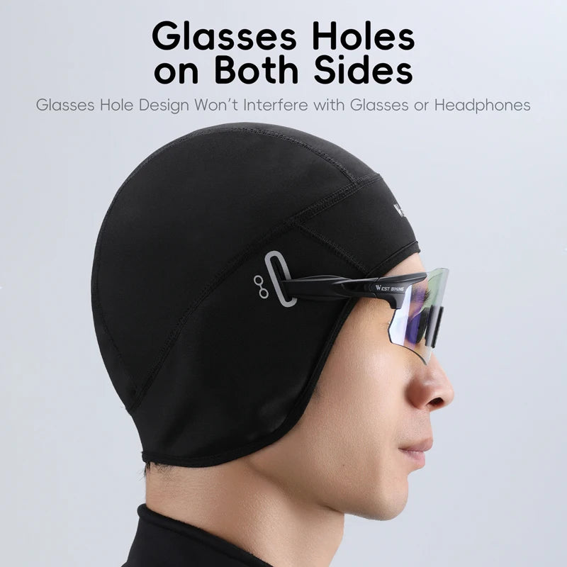 WEST BIKING Winter Fleece Cycling Cap Windproof Thermal Skull Cap Helmet Liner Running Skiing Motocycle Riding Men MTB Bike Hat