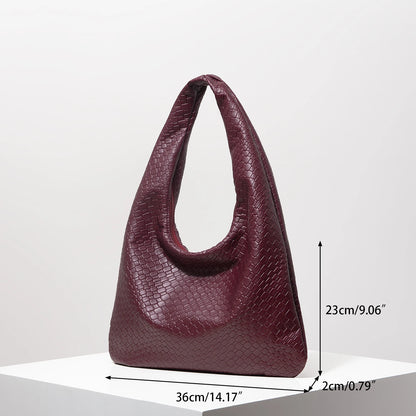 Vintage Faux Woven Leather Shoulder Bag, Women's Handbag, Large Capacity Tote Bag, Crescent Bag, Zipper Underarm Bag, Daily Commuter Bag (Random Pattern)