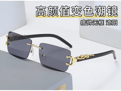 1 Pc Fashionable Women Men Sunglasses Frameless Rectangular Personalized Sunglasses for Daily Life Vintage Sun Glasses