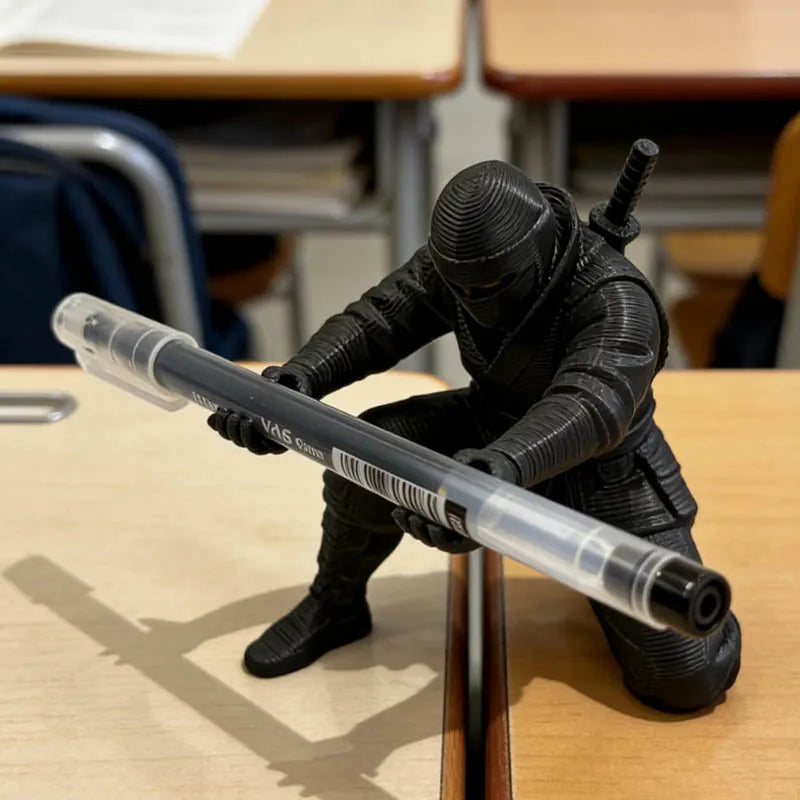 Desktop Art 3D Printed Ninja Pen Holder Unique Figurine Stationery Organizer Pencil Figurines Desk Decor Craft For Pen Storage