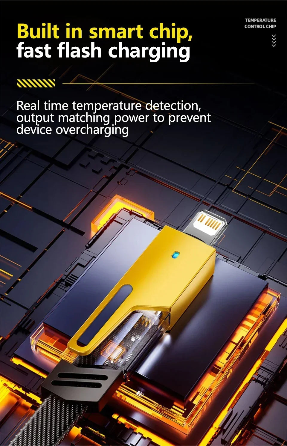 4-in-1 Fast Charging Cable, 65W PD QC Charging Cable with Multiple Connectors, Suitable for Android/iPhone