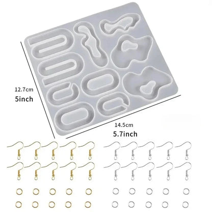 DIY Earrings Epoxy Resin Mold Set Geometric Pendants Necklaces Jewelry Making Silicone Craft Molds With Hooks Art Supplies