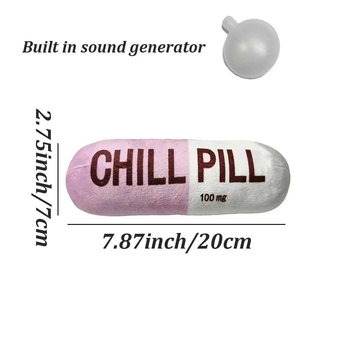 Interactive Plush Pill-Shaped Dog Toy with Squeaker - Durable, Bite-Resistant Chew Toy for Pet Play and Dental Health