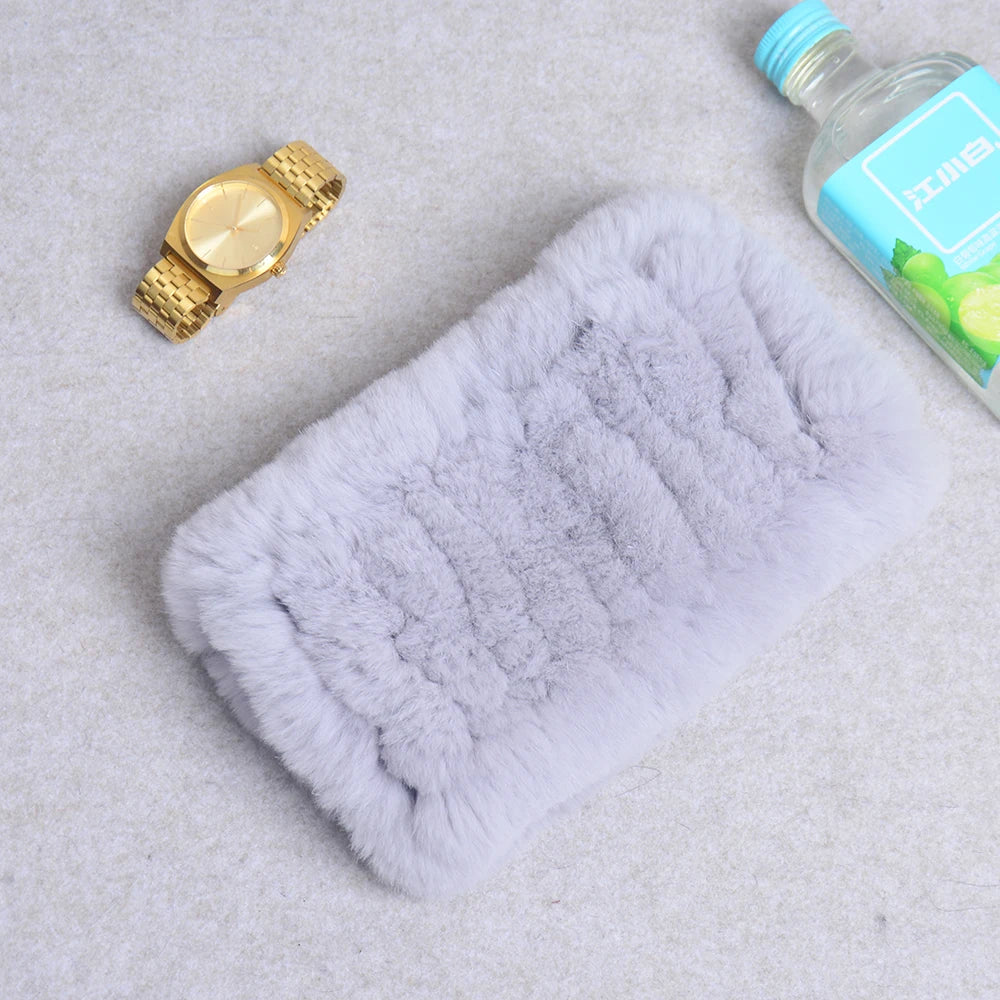 Women Handmade Stretch 100% Real Rabbit Fur Scarf Knit Genuine Rex Rabbit Fur Headbands Girls Natural Rabbit Fur Ring Scarves