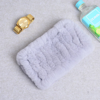 Women Handmade Stretch 100% Real Rabbit Fur Scarf Knit Genuine Rex Rabbit Fur Headbands Girls Natural Rabbit Fur Ring Scarves