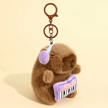 Kawaii Plush Capybara Keychain Pendant Music Band Cartoon Capybara Plush Toy Capybara Plush Doll for Backpacks Accessory Getaway