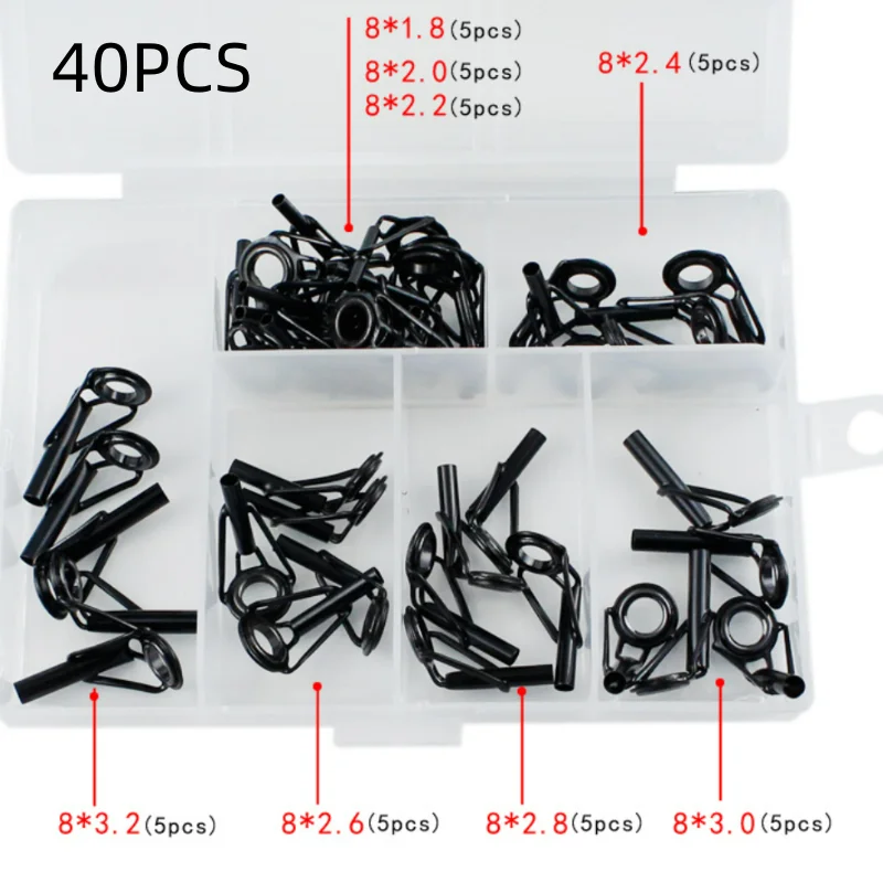 Stainless Steel Fishing Top Rod Guide Porcelain Ring 8pcs DIY Fishing Pole Tip Repair Rod Tip Accessories Fishing Tackle Pesca