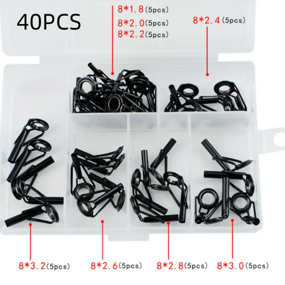Stainless Steel Fishing Top Rod Guide Porcelain Ring 8pcs DIY Fishing Pole Tip Repair Rod Tip Accessories Fishing Tackle Pesca