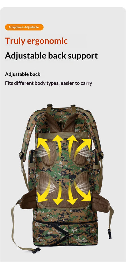 Homefish 80L/100L Large Mountaineering Backpack Outdoor Climbing Bag Tactical Rucksack Hiking Camping Travel Backpack