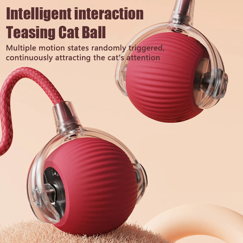 Smart Cat Toys Automatic Rolling Ball Fake Tail Rechargeable Electric Pet Interactive Toy Cat Training Imitate Mouse Tail