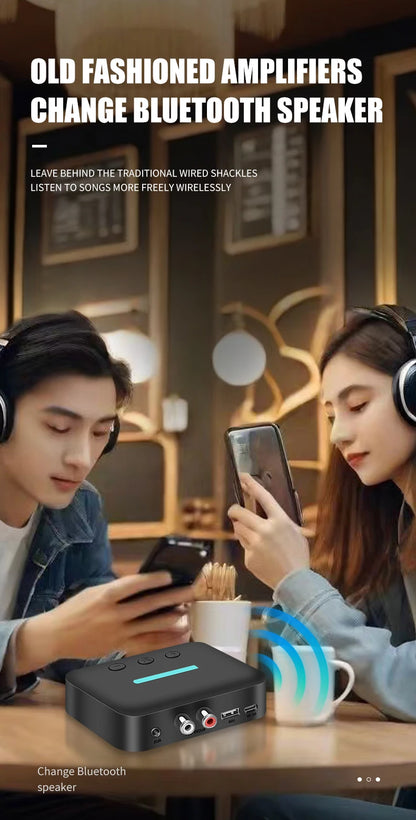 USB Bluetooth 5.3 Audio Receiver Adapter Wireless Stereo Music 3.5mm AUX R/L RCA Support U-Disk Playback For Desktop Speaker Amp