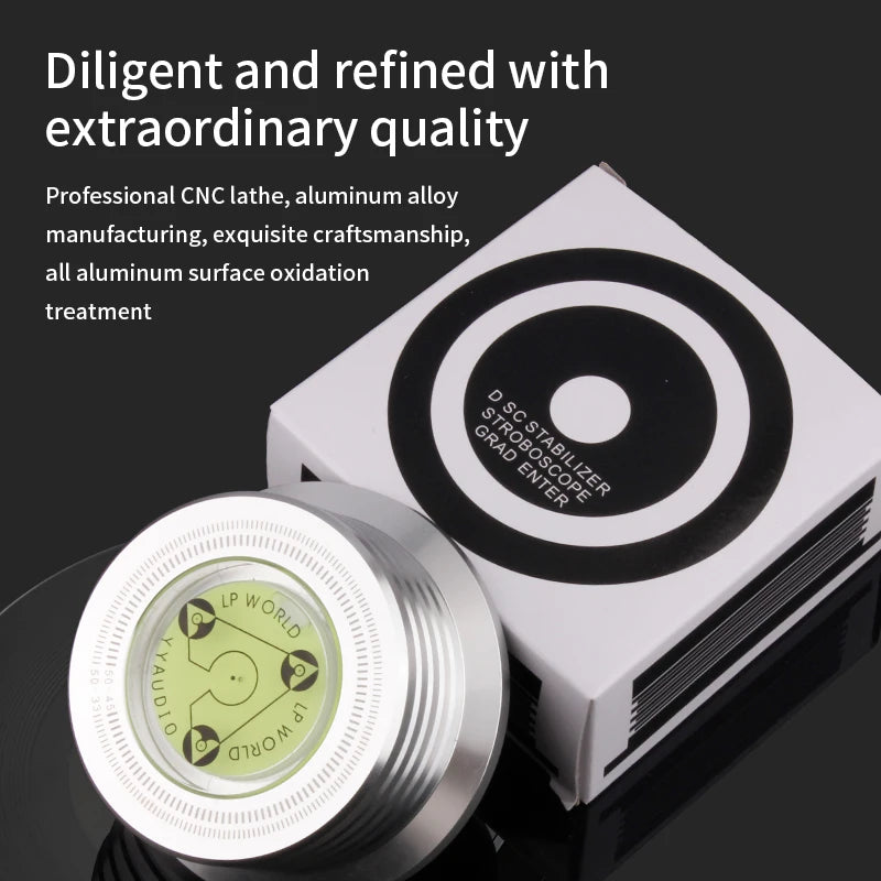 YYAUDIO Universal 50Hz LP Vinyl Record Player Disc Turntable Stabilizer with Level Aluminum Alloy Weight Clamp Music Player