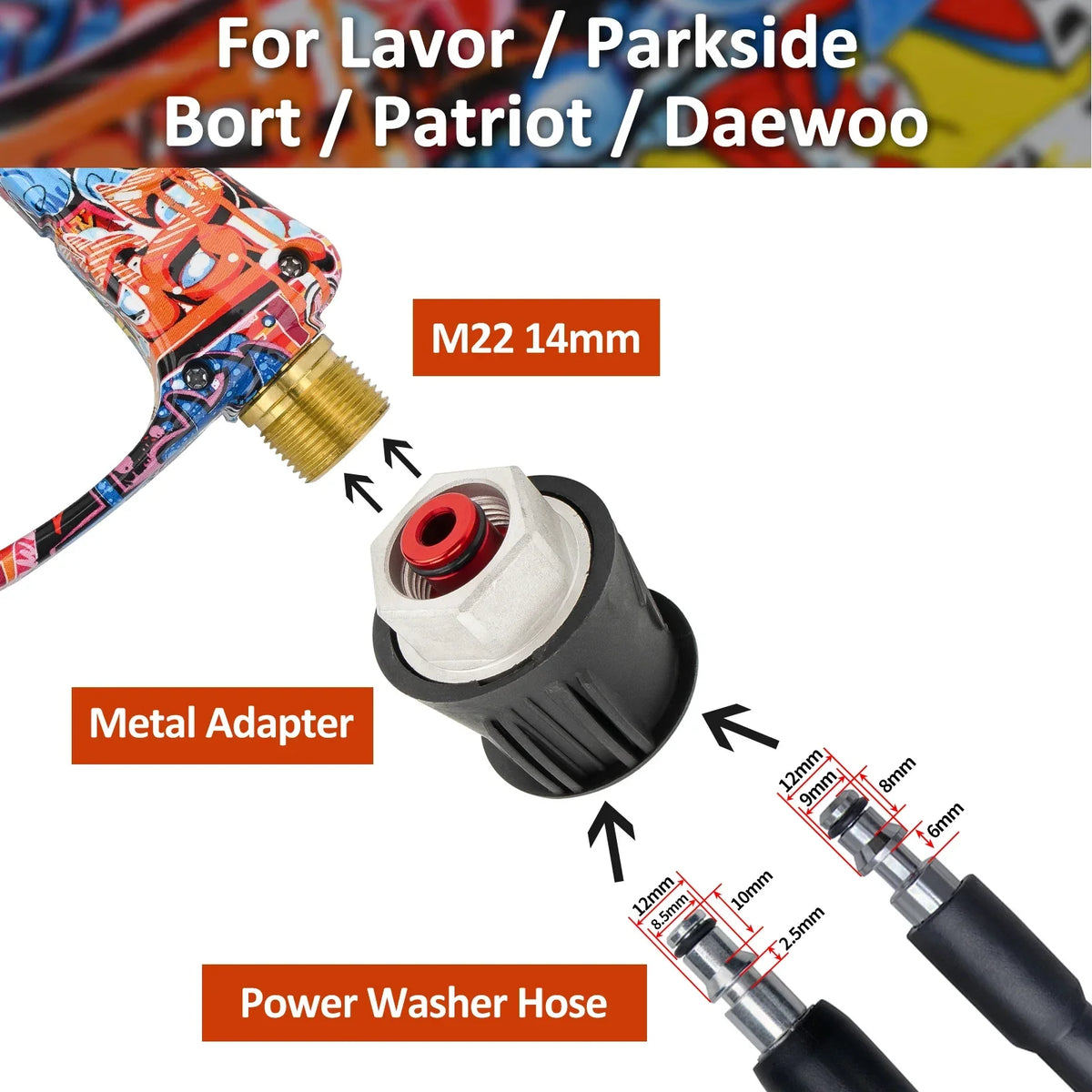 Pressure Washer Water Gun Kit for Car Cleaning Hose Connector For Karcher Nilfisk Parkside Bosch Quick Connector Nozzles
