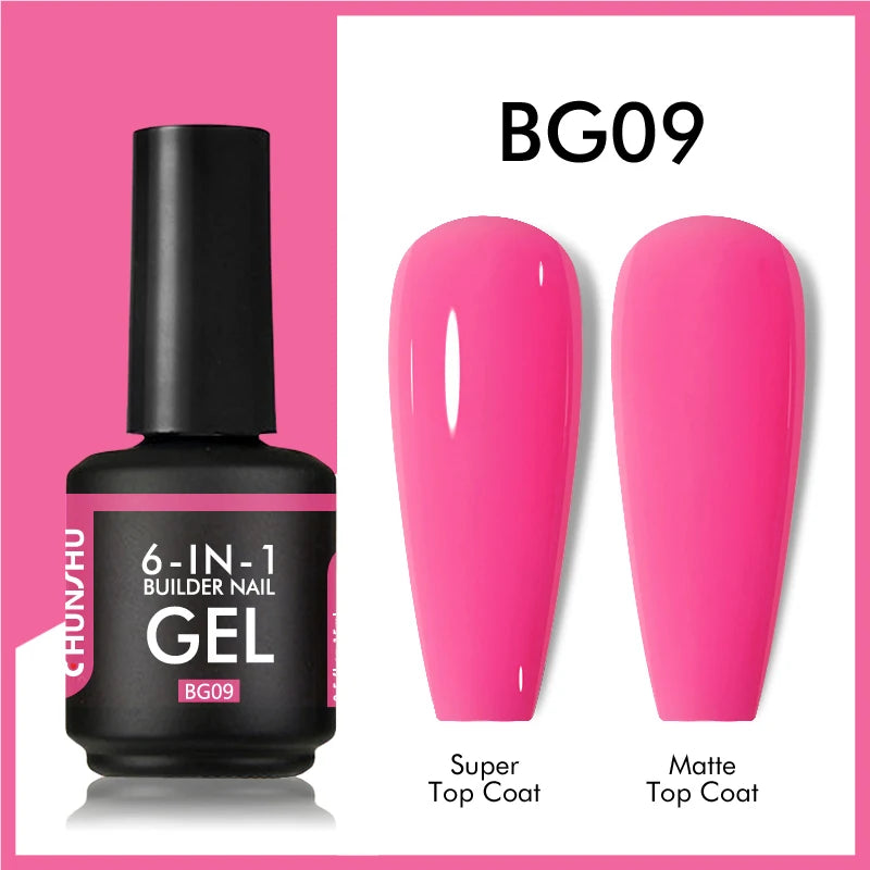 CHUNSHU TPO Free 6 IN 1 Extension UV Gel Polish In A Bottle Builder Nail Gel Rubber Base Coat Semi Permanent Nails Art 15ML