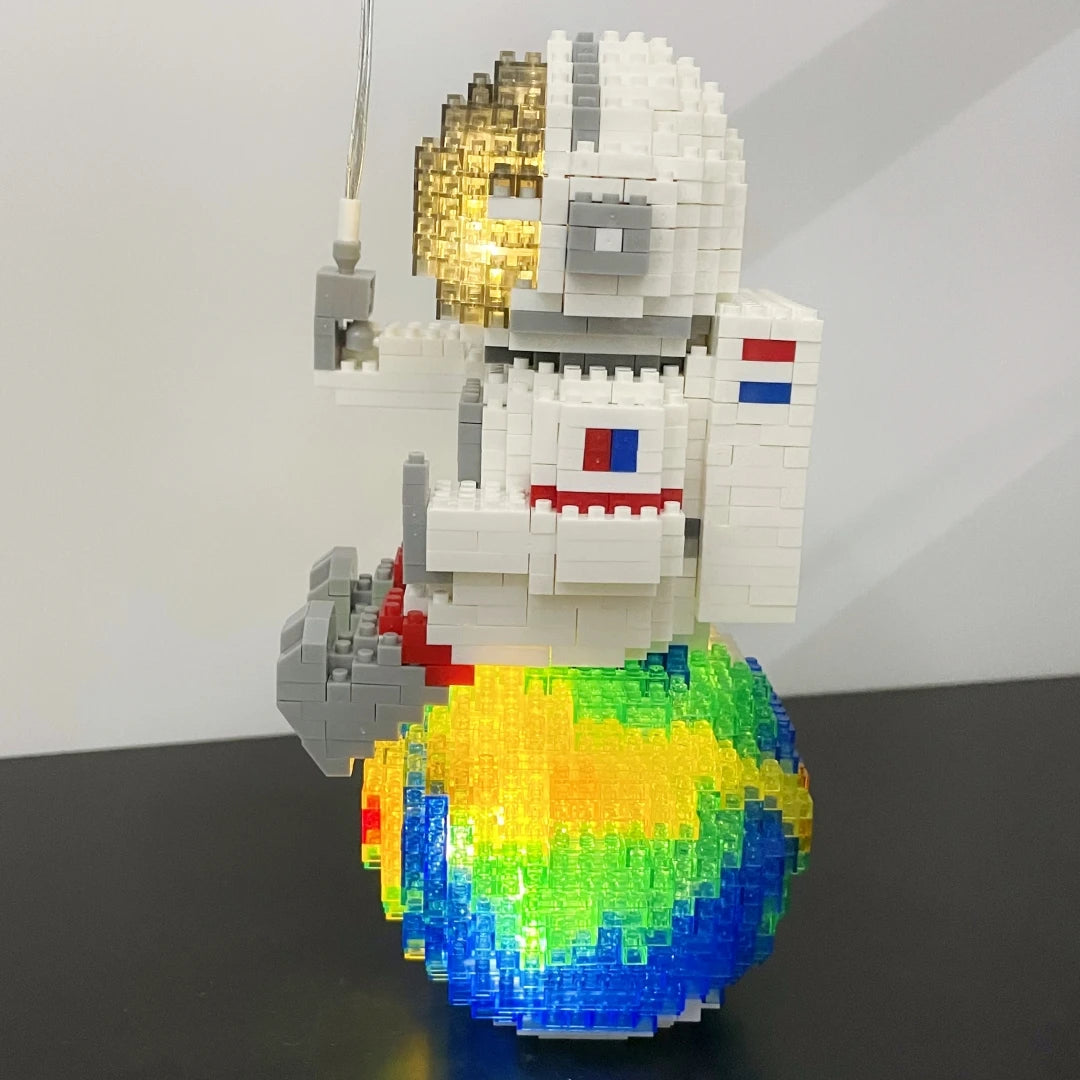 Astronaut Series Micro Mini Building Blocks with LED Lights, Enhances Desk Aesthetics, Pen Holder Assemble Brilliance the Cosmos