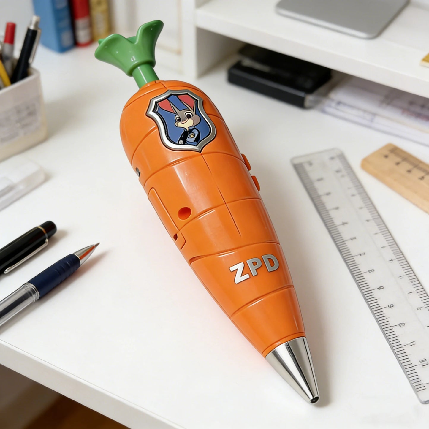 Disney Zootopia 2 Carrot Recorder Pen | Judy & Nick Style for Kids | 60s Mini Recorder | 2-in-1 Gel Pen Stationery