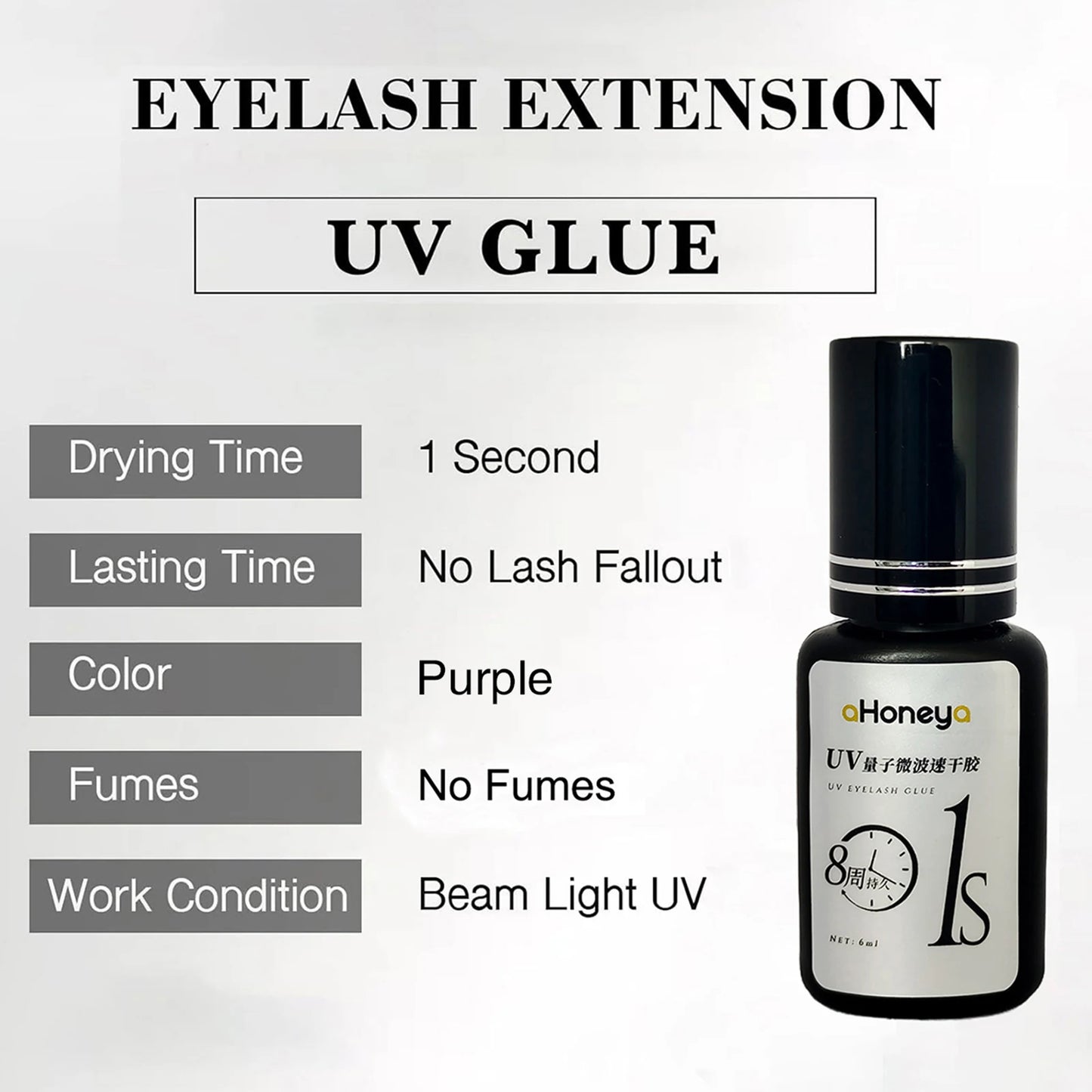 Salon UV Eyelash Grafting Glue Purple UV Lashes Glue 6ML Lasts 50-60 Days Waterproof and Oilproof