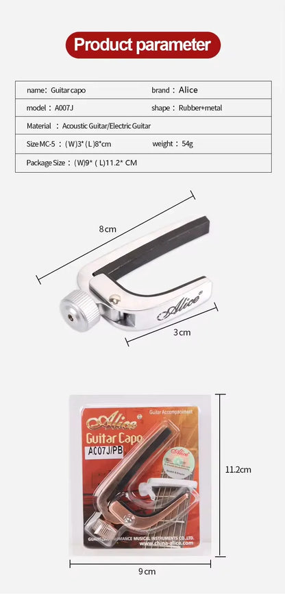 Alice Guitar Capo Adjustable Roller Metal Perfect Quick Change Tune for Electric Acoustic Guitar, Bass, Violin, and Ukulele