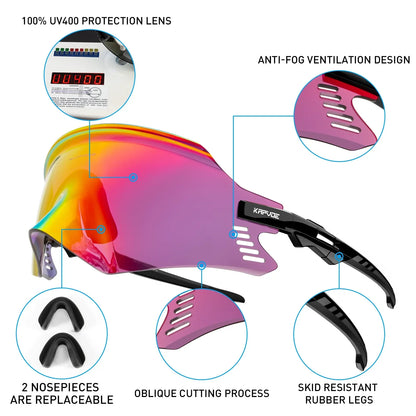 2025 Kapvoe Sport Sunglasses Road Bike Mountain Bicycle Cycl Glasses Riding Goggle Sports Eyewear for Man Women Cycling Glasses