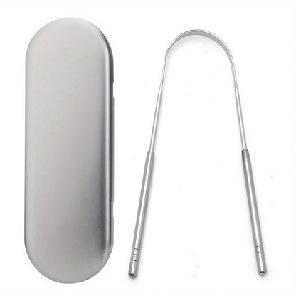 Adult Tongue Scraper Set Stainless Steel Spoon shaped tongue scraper, Reduces Bad Breath,Easy to Use,Oral Hygiene Tongue Cleaner