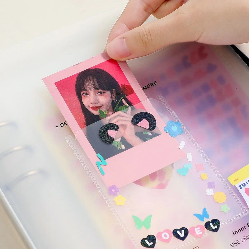 A5 Kpop Photocard Holder Binding Photo Cards Holder in Polaroid Album Book 3 Inches Heart Photo Card School Stationery Binder