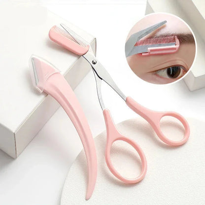 1/2/3Pcs Eyebrow Trimming Knife Eyebrow Face Razor For Women Eyebrow Scissors With Comb Brow Trimmer Scraper easy to use