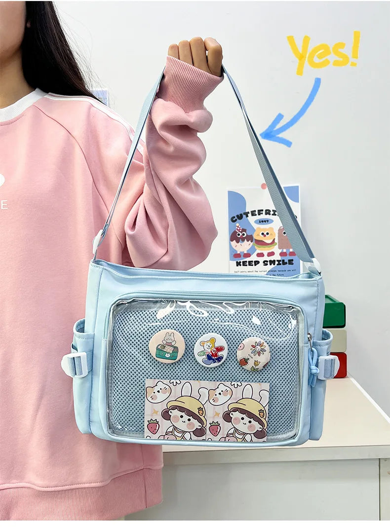 College Style Crossbody Bag with Large Capacity for Class Book Carrying Mailman Bag for Girls Casual Shoulder Crossbody Bag