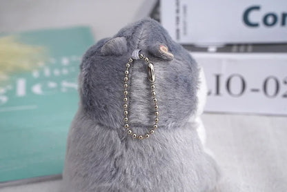 Fluffy Hamster Doll Plush Toys Keychain Pendant Women Girl Faux Fur Pompom Key Ring Trinkets Handbag Backpack School Bag Pendant