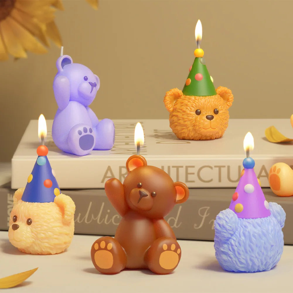 3D Cute Bear Resin Mold for Candle Soap Making Silicone Fondant Chocolate Candy Molds for Cake Decor DIY Art Crafts Gifts Mould