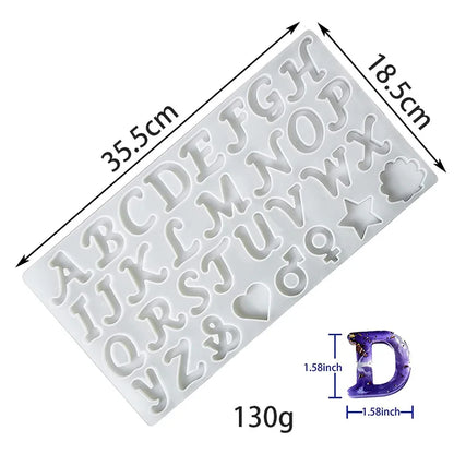 Alphabet Silicone Mold for Epoxy Resin Kit Mixed Style Letters Resin Casting Mold Set DIY Keychain Pendant Jewelry Making Tools