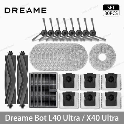 Dreame L40 Ultra / X40 Ultra Vacuum Cleaner Replacement Accessories Main Side Brush HEPA Filter Mop Cloths Dust Bag Spare Parts
