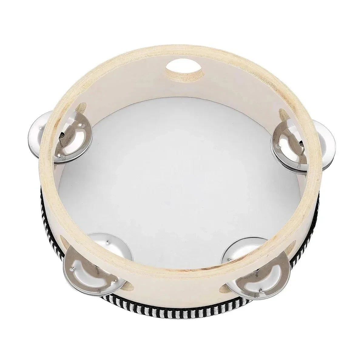 6inch Handheld Tambourine Metal Jingles Percussion Drum for KTV Party Games Handheld Musical Instrument
