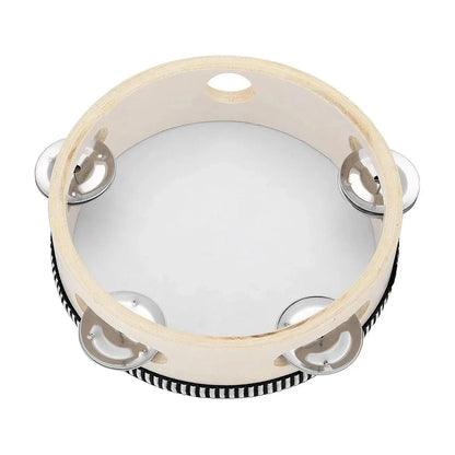 6inch Handheld Tambourine Metal Jingles Percussion Drum for KTV Party Games Handheld Musical Instrument
