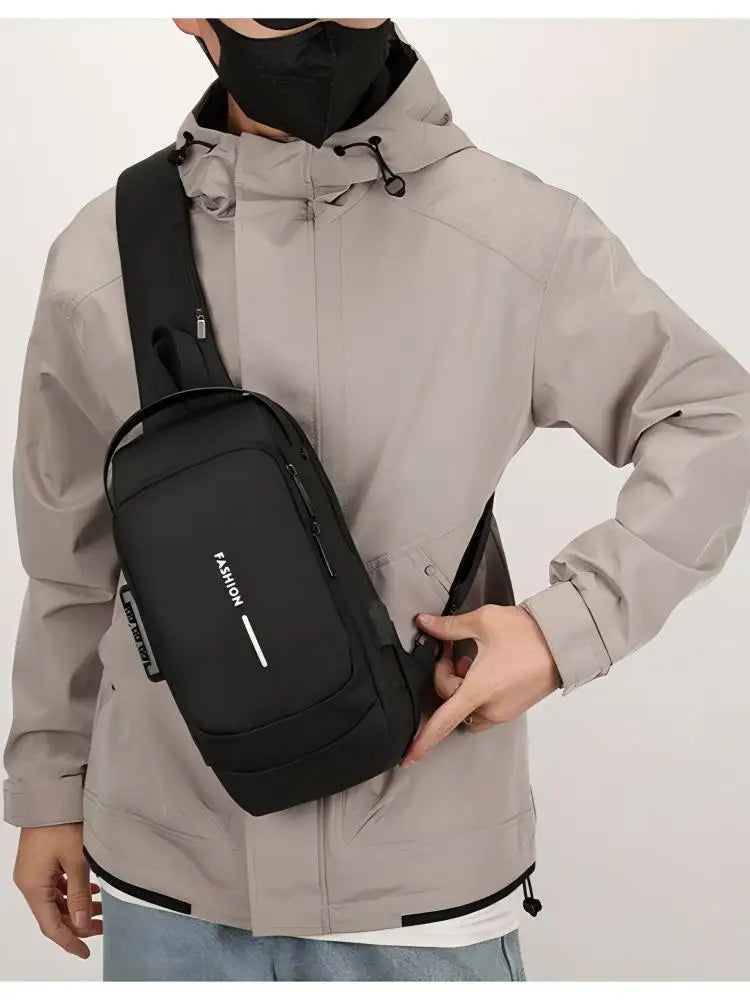 Homefish New Men's Anti Theft Chest Pack with USB Charging for Short Distance School Gym