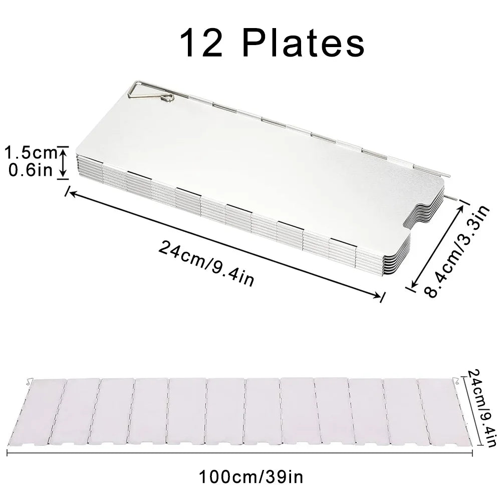 8/9/10/12/14/16 Plates Folding Camping Stove Windshield Gas Stove Wind Shield Lightweight Outdoor Picnic Cooker Wind Screen
