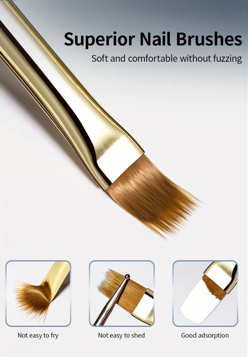 2pcs Wide Soft Bristle Nail Brush Gradient Design Acrylic Handle Gel Polish Applicator Nail Tools