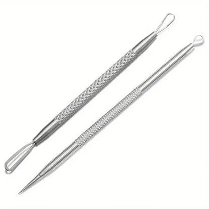 Stainless Steel Blackhead Pore Acne Remover Tool Kit,Professional Facial Cleansing Care Set With Storage Box,Blackhead Extractor