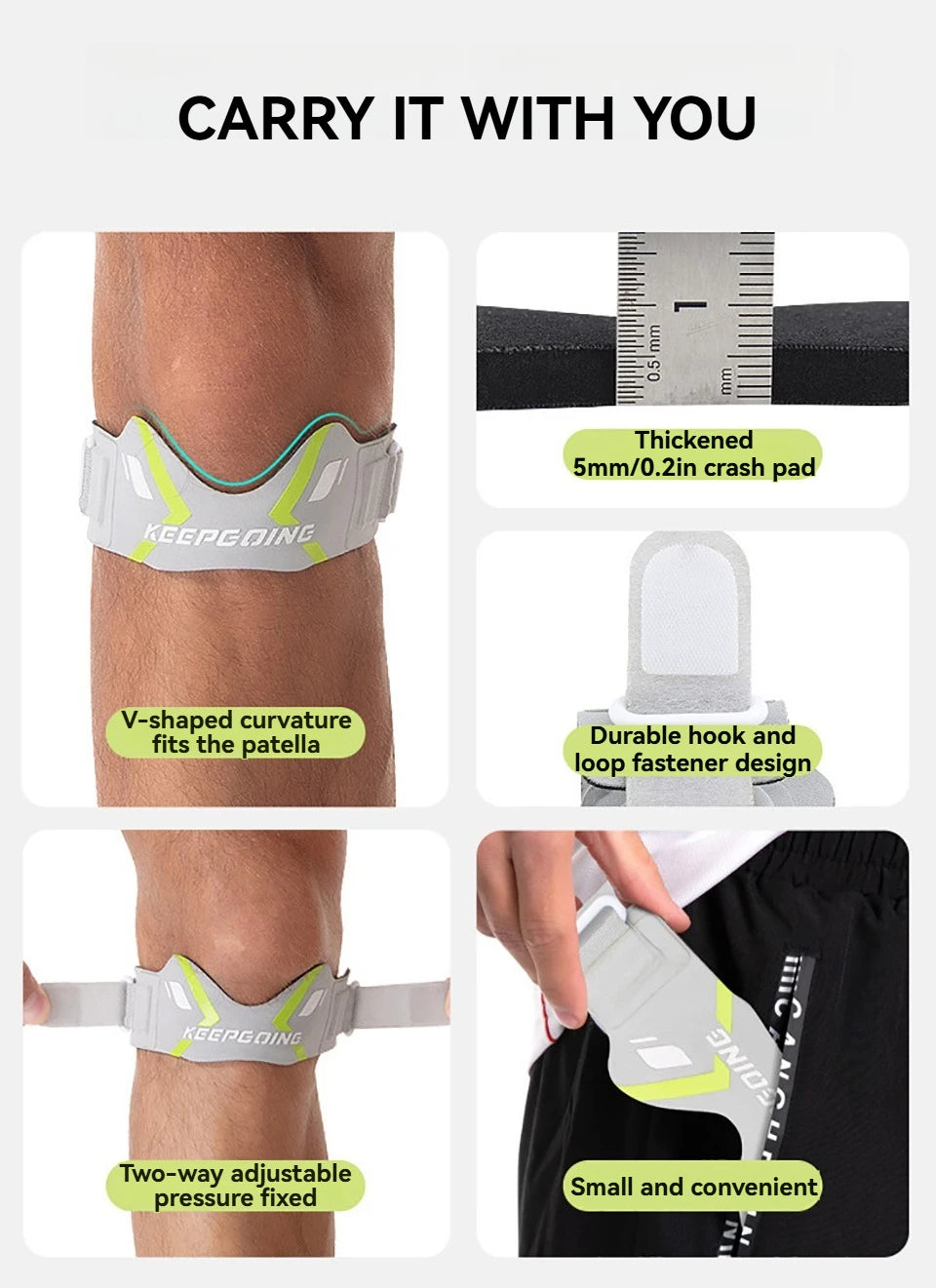 GTUBIKE 1PCS Patella Band Protection Kneecap Knee Tendon Support Strape Brace Adjustable Absorption Compression Pad Basketball