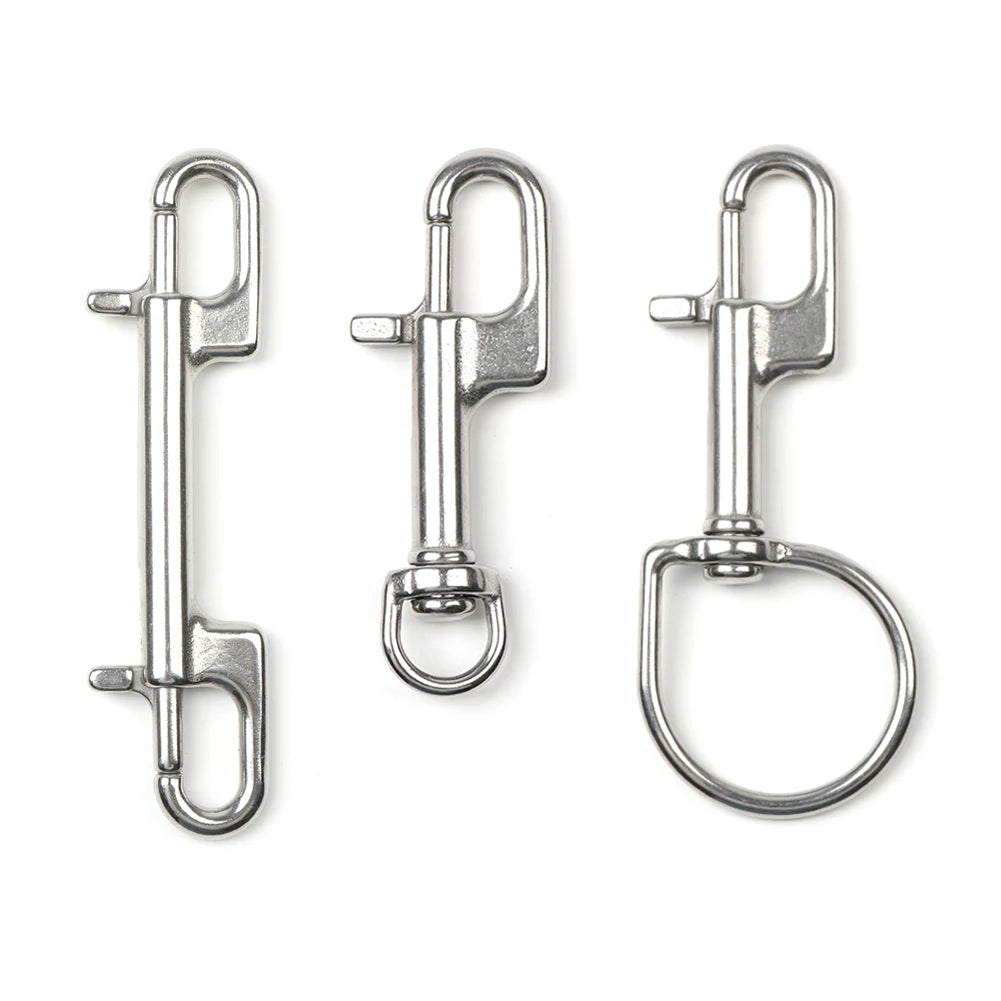 1PC 316 Stainless Steel Swivel Eye Bolt Spring Snap Hook Double Head Hook Marine Diving D Ring Snap Hooks With Swivel