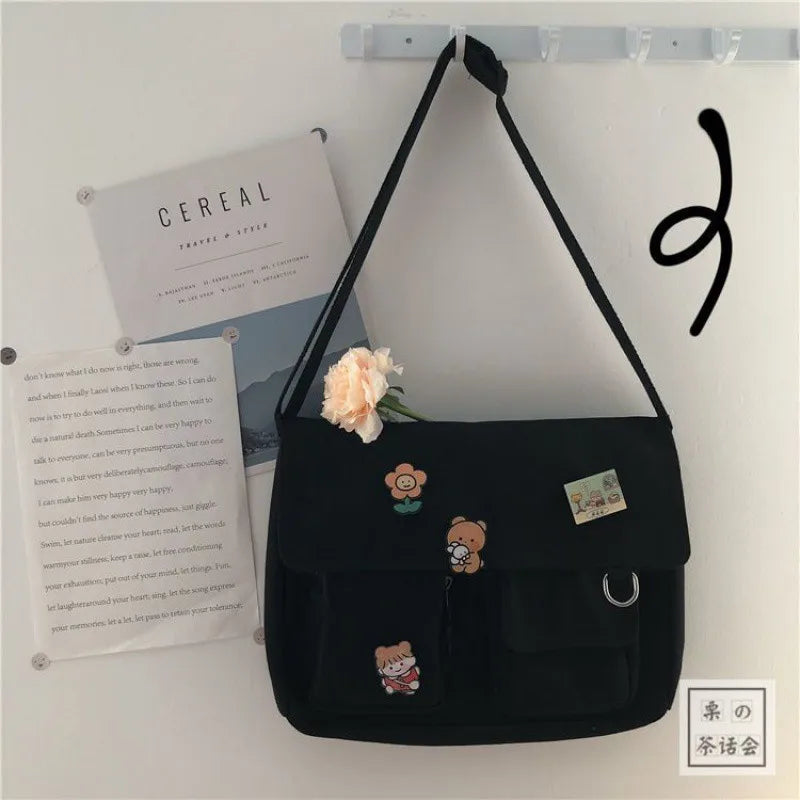 Japanese Harajuku Cute Retro Girl Messenger Shoulder Bag Canvas Student School Female