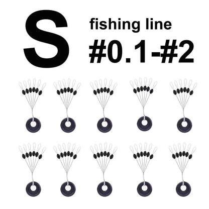 60 pcs 10 Group Rubber Silicon Space Bean Profession Fishing Float Resistance Anti-Strand fishing Line gear Connector Stopper