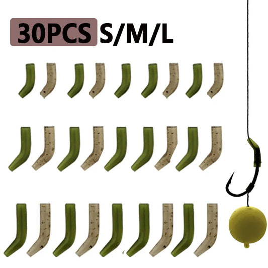 30pcs Terminal Carp Fishing Anti-Tangle Sleeves Connect with Fishing Hook Rubber Tip Tube Positioner Terminal Fishing Tackles