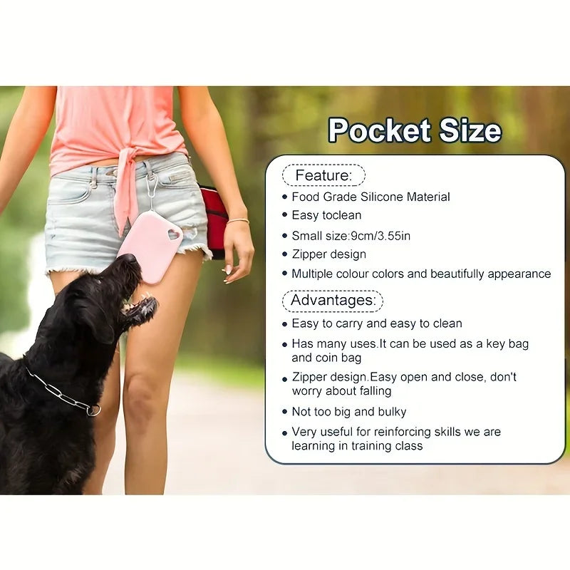 1pc Silicone Dog Treat Bag Pet Snack Bag Travel Portable Training Pet Walking Bag  pet accessories