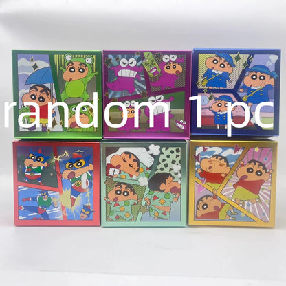 6pcs Anime Figure Xiaoxin Screen Lying Style Blind Box Kawaii Car Ornament Cartoon Figure Display Decor Craft Toys Festival Gift