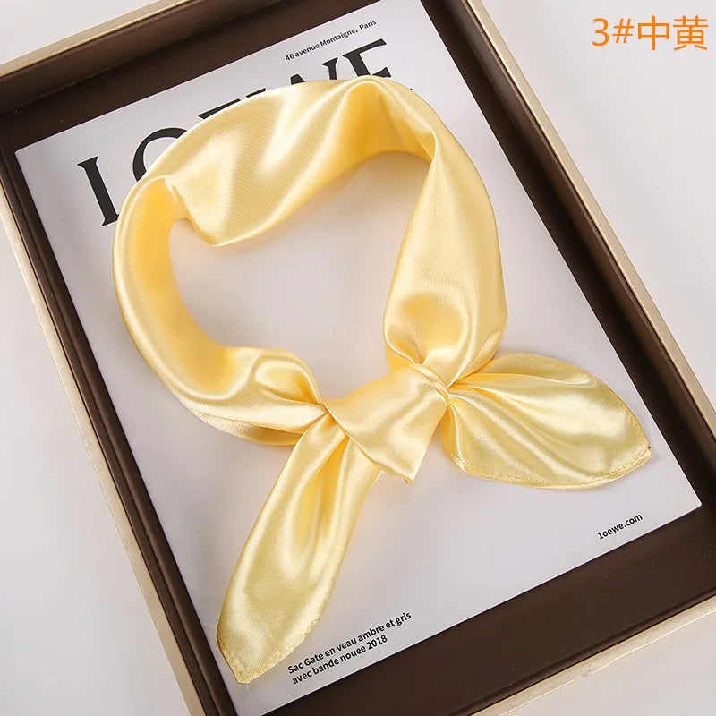 New Solid 60x60cm Square Scarf Single Imitation Silk Bright Light And Satin Performance Scarves Party Gift