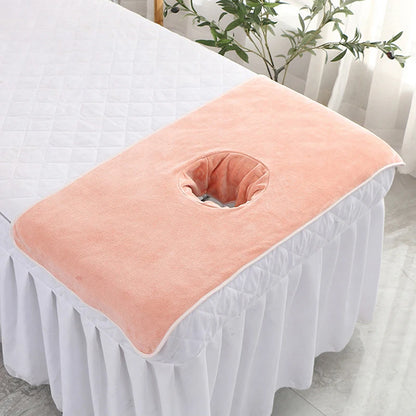 40*80cm Thickened Beauty SPA Massage Table Planking Face Towel With Hole Bed Bandana