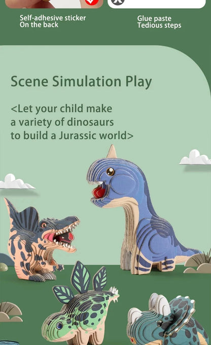 3D Jigsaw Puzzles for Kids Jurassic World Dinosaur Educational Toys Paper Animal Puzzle Cartoon Model Toys Children's Day Gift