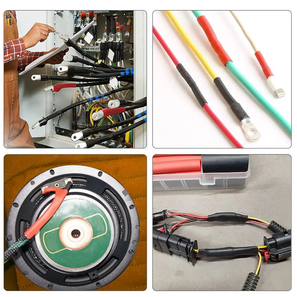 3:1 Ratio Heat Shrink Tubing Kit Black Adhesive Lined Wire Shrink Wrap Tube Industrial Wire Connector Cable Sleeves Protecter